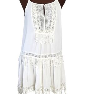 American Eagle Outfitters Women‎ Dress Size S Ivory Crochet Trim Spaghetti Strap